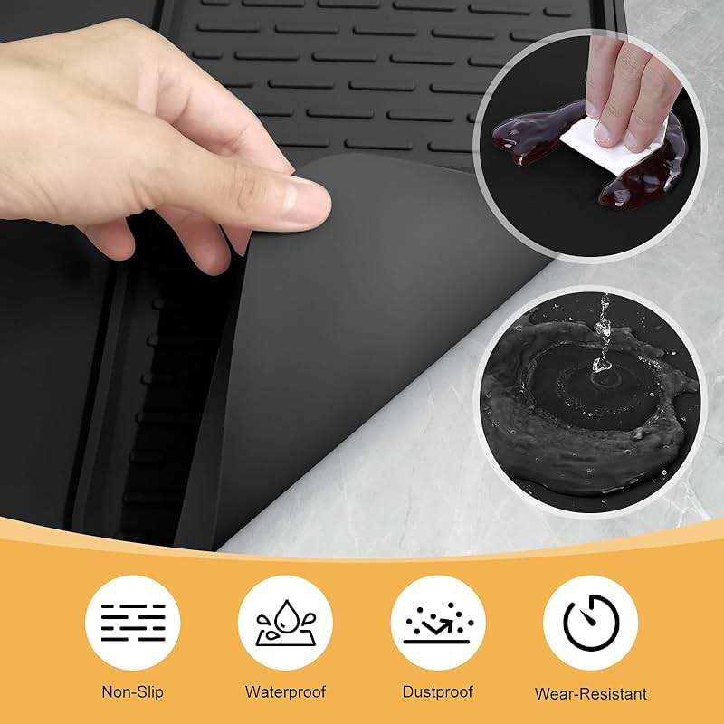 Silicone Coffee Mat, 24''x16'' Bar Mat with Detachable Dish Drying Mat - Fits Under Coffee Maker & Dish Rack - Image 7