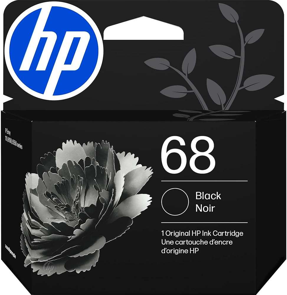HP 68 Black Ink Cartridge | Works Envy 6100e, 6500e Series | Eligible for Instant Ink | 7FP21TN - Image 1