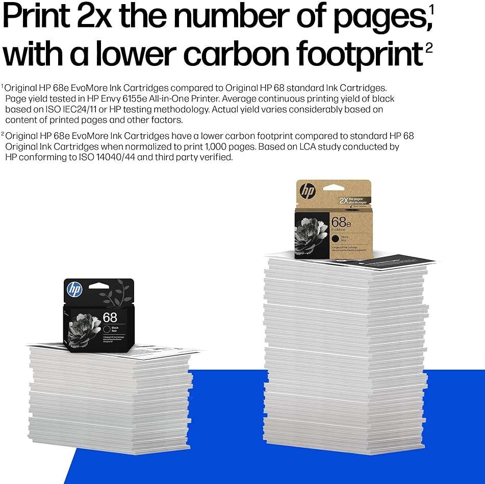HP 68e EvoMore High Yield Black Ink Cartridge | Works Envy 6100e, 6500e Series | Carbon Neutral | 7FP22TN - Image 3