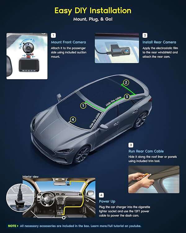 ROVE R2-4K DUAL Dash Cam Front and Rear, STARVIS 2 Sensor, FREE 128GB Card Included, 5G WiFi - up to 20MB/s Fastest Download Speed with App, 4K 2160P/FHD Dash Camera for Cars, 3" IPS, 24H Parking Mode - Image 7