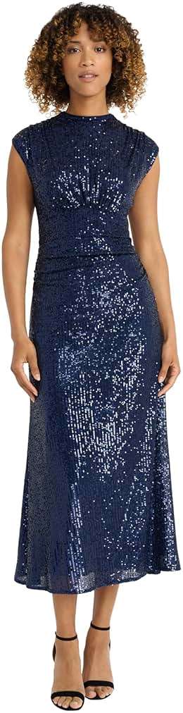 Maggy London Women's Sleeveless High Neck A-line Midi Dress for Women - Birthday, Cocktail, Sequin Dress for Women - Image 1