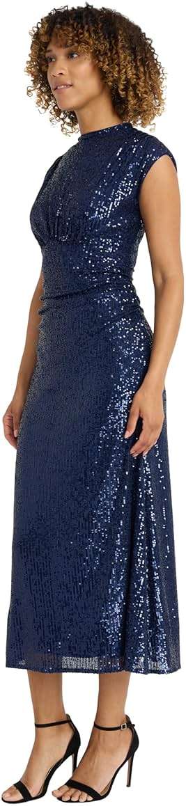 Maggy London Women's Sleeveless High Neck A-line Midi Dress for Women - Birthday, Cocktail, Sequin Dress for Women - Image 2
