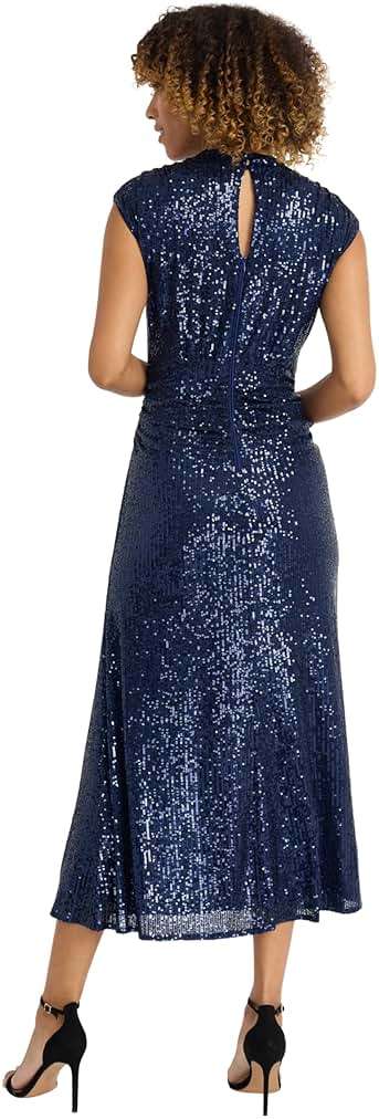 Maggy London Women's Sleeveless High Neck A-line Midi Dress for Women - Birthday, Cocktail, Sequin Dress for Women - Image 3