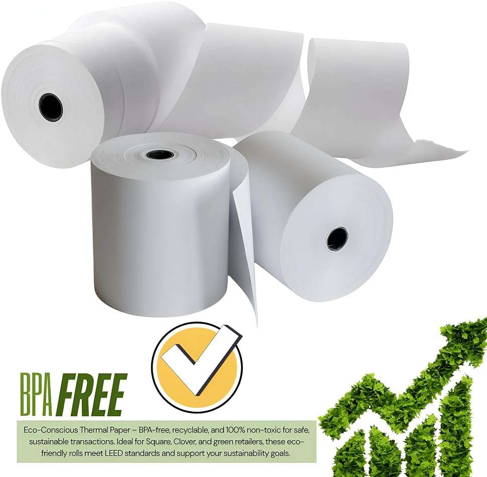 (20 Rolls) 3 1/8' Premium Thermal Paper Rolls BPA-Free 80mm Thermal Receipt Paper for POS Systems, Clover, Square Terminal, Epson, Star TSP100lI, Debit/Credit Card Machines, Cash Registers - Image 8