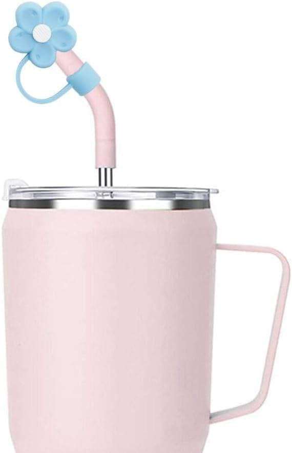 1 Pcs Blue Silicone Straw Cover for Stanley Cup 40&30 Oz Accessories, 10mm Cute Flower Straw Covers Cap for 40 oz Tumblers, Reusable Straw Topper for Tumblers, Reusable Drinking Straws (JLY024) - Image 3