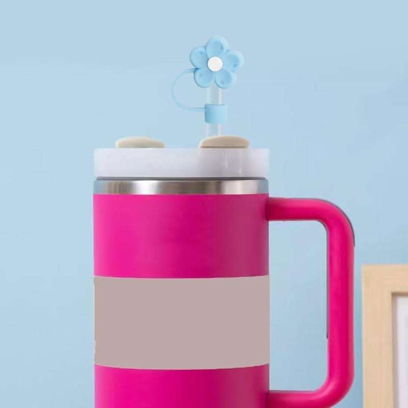 1 Pcs Blue Silicone Straw Cover for Stanley Cup 40&30 Oz Accessories, 10mm Cute Flower Straw Covers Cap for 40 oz Tumblers, Reusable Straw Topper for Tumblers, Reusable Drinking Straws (JLY024) - Image 6