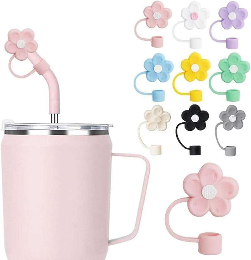 1 Pcs Blue Silicone Straw Cover for Stanley Cup 40&30 Oz Accessories, 10mm Cute Flower Straw Covers Cap for 40 oz Tumblers, Reusable Straw Topper for Tumblers, Reusable Drinking Straws (JLY024) - Image 7