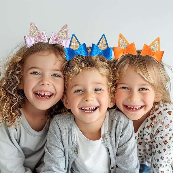 6 PCS Blue Ears Hair Clips, Glitter Bow Hair Barrettes Hair Accessories for Halloween Costume Cosplay Theme Party Supplies Birthday Decorations - Image 3