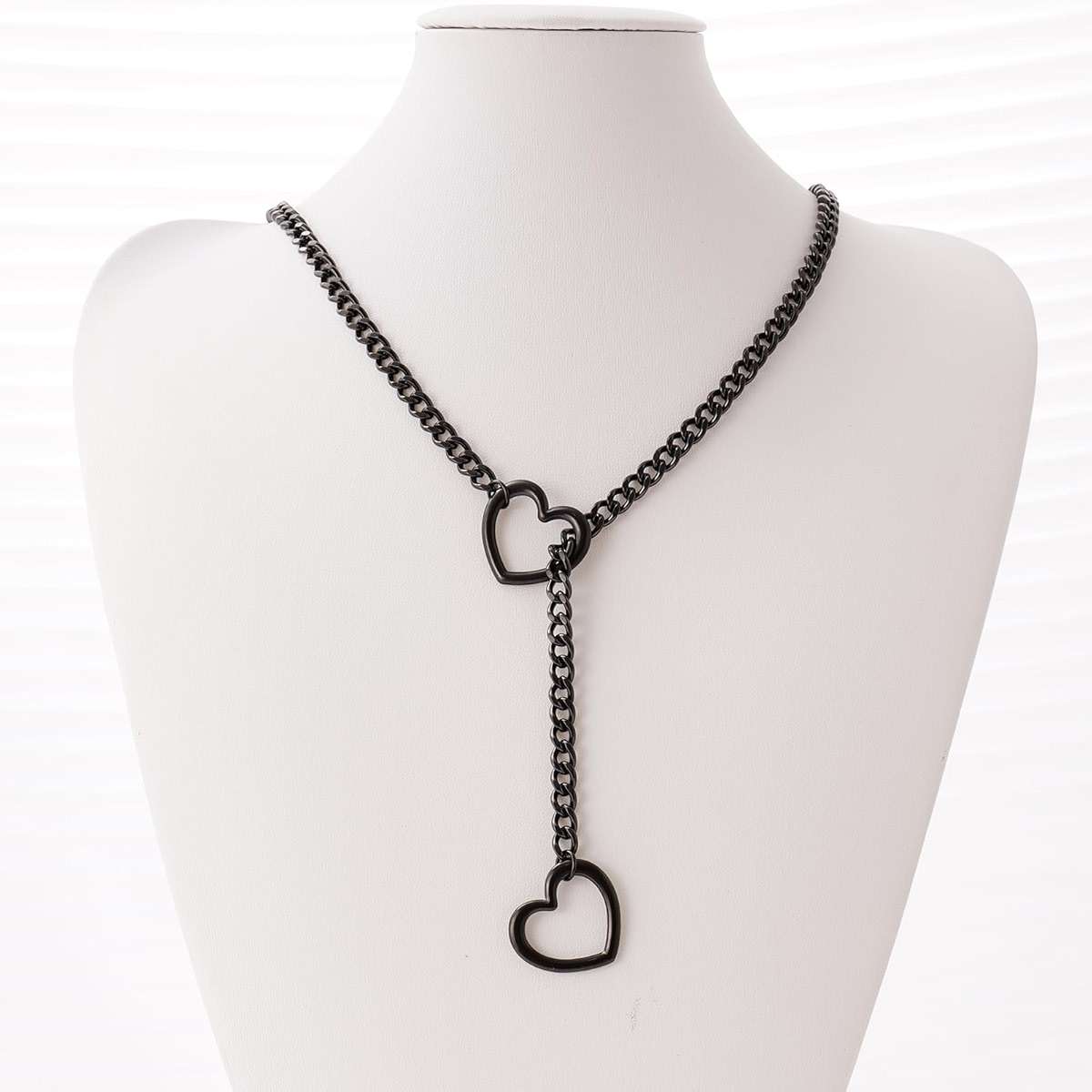 sroyte Heart Slip Chain Necklaces for Women,Stainless Steel O-Ring Adjustable Lariat Y-Necklace,Punk Gothic Cuban Collar Choker Necklace for women - Image 5