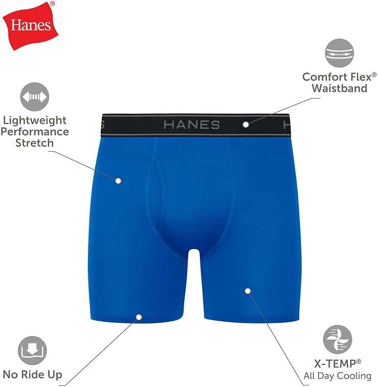 Hanes Men's Underwear Boxer Brief Pack, Performance Stretch Underwear, Moisture-wicking Boxer Briefs for Men, 6-pack - Image 6