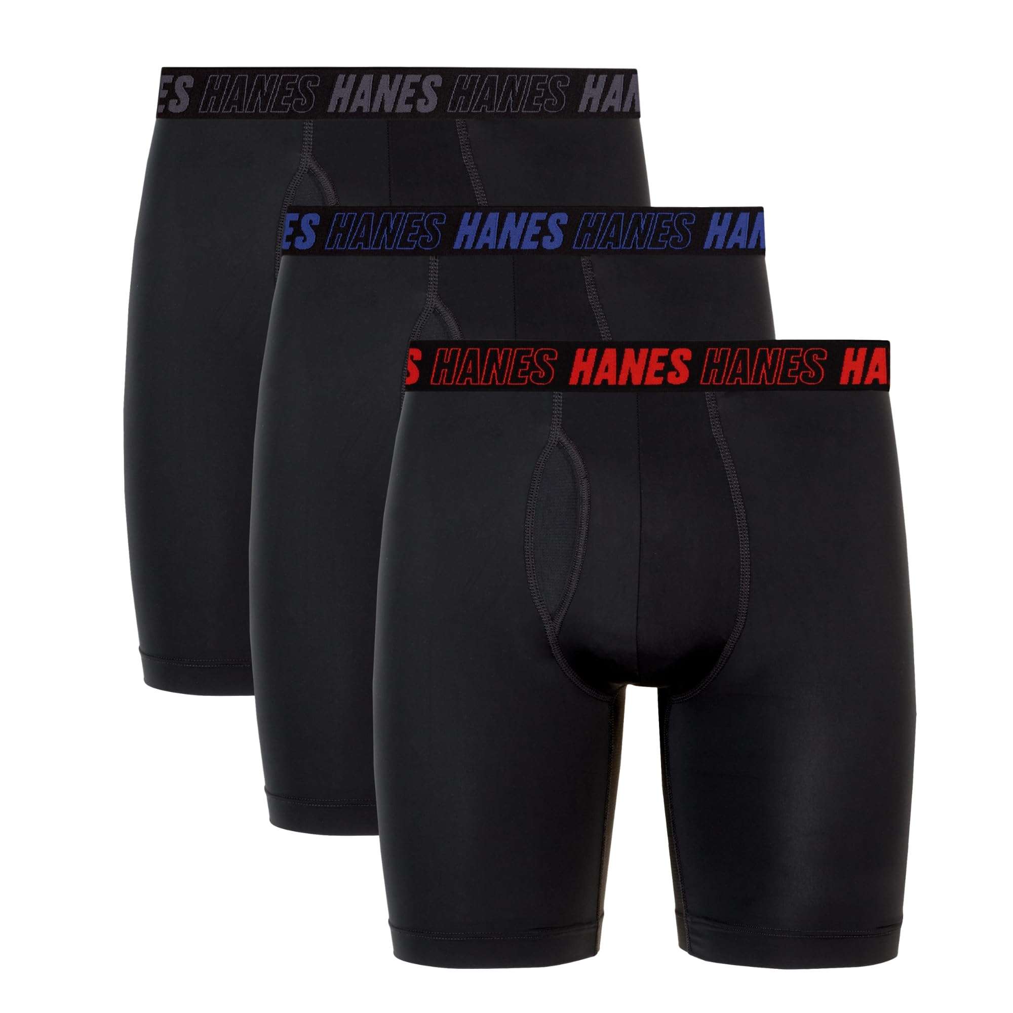 Hanes Men's Moves Performance Boxer Brief, Total Support Pouch, Regular/Trunk/Long Leg, 3-Pack, 8" - Image 1