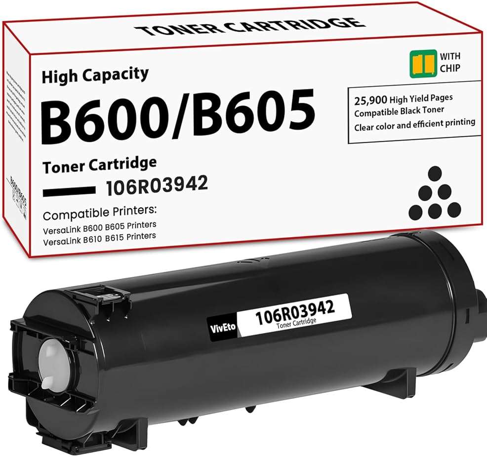 (New Chip) VersaLink B600 B610 Toner Cartridge Replacement for Xerox B600 106R03942 Toner Compatible for VersaLink B600 B605 B610 B615 Series Printers, 1-Pack High Capcity VersaLink B600 Black Toner - Image 1