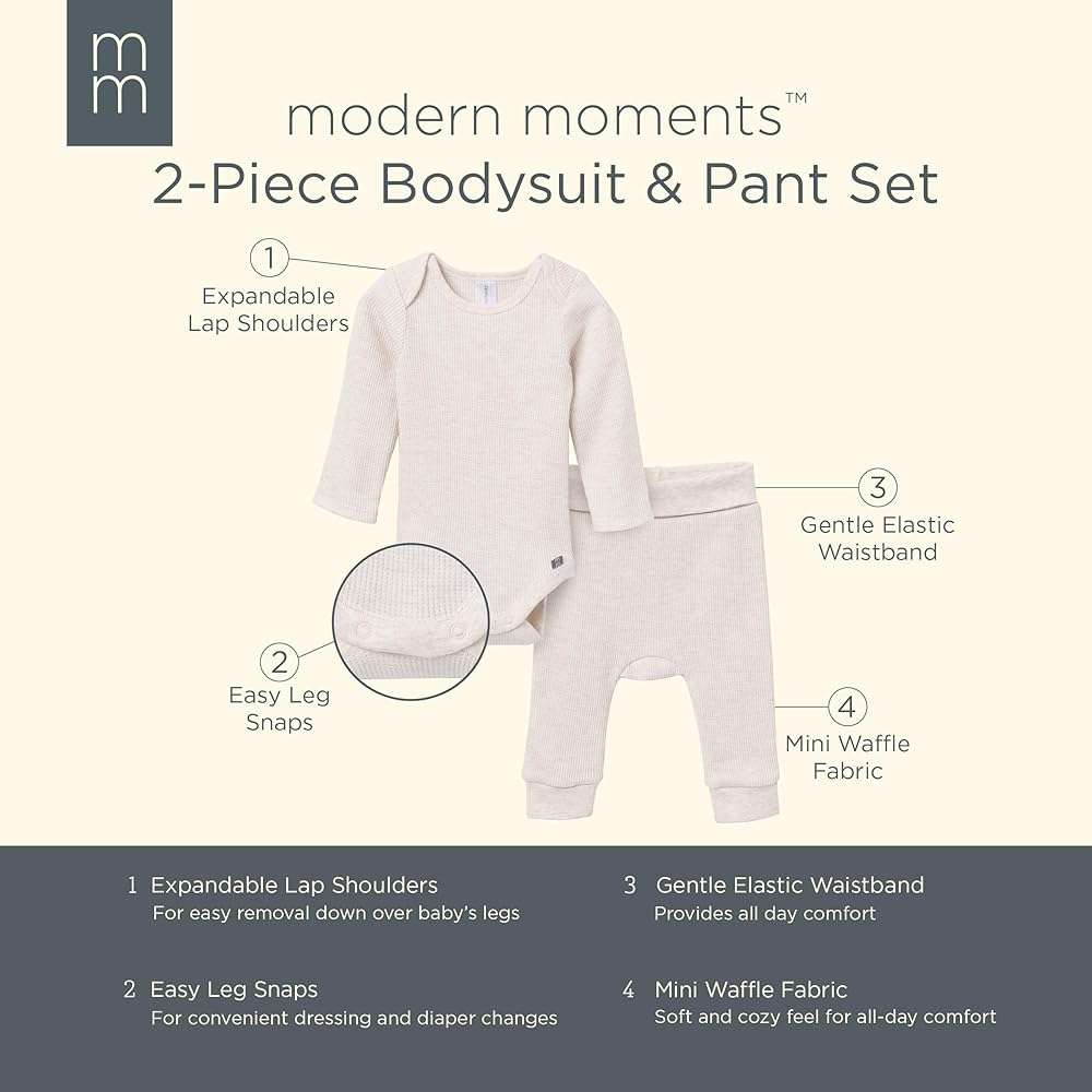 Modern Moments by Gerber Baby Long Sleeve Bodysuit and Pant Set - Image 6