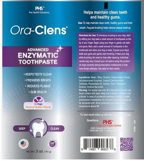 Ora-Clens Advanced Enzymatic Toothpaste for Dogs, Peanut Butter Flavor Dog Toothpaste, Helps Clean Teeth & Freshen Breath, Supports Oral Hygiene, Dog Dental Care Toothpaste Gel, 5 oz - Image 8
