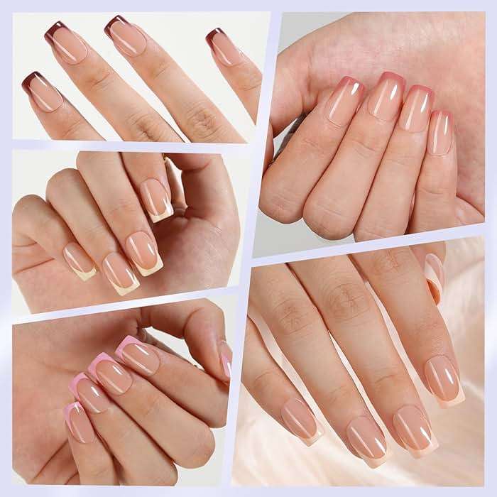 Misssix French Gel Press on Fake Nail Tips, Short Square, No Need to File, Pre-lasting for Nail Art DIY 16 Sizes Multicolor 160Pcs - Image 2