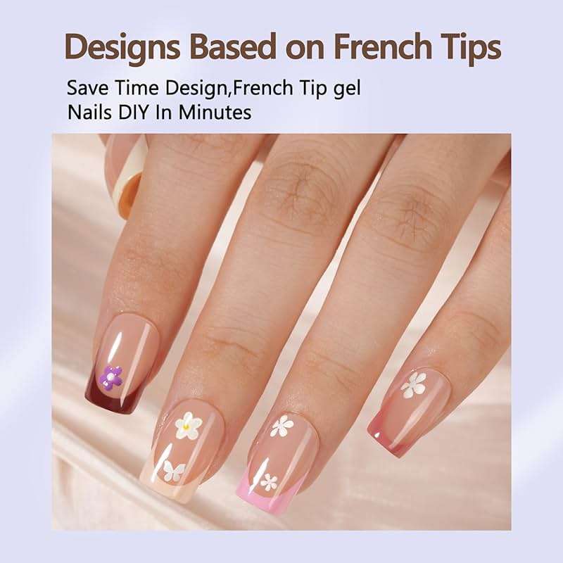 Misssix French Gel Press on Fake Nail Tips, Short Square, No Need to File, Pre-lasting for Nail Art DIY 16 Sizes Multicolor 160Pcs - Image 6