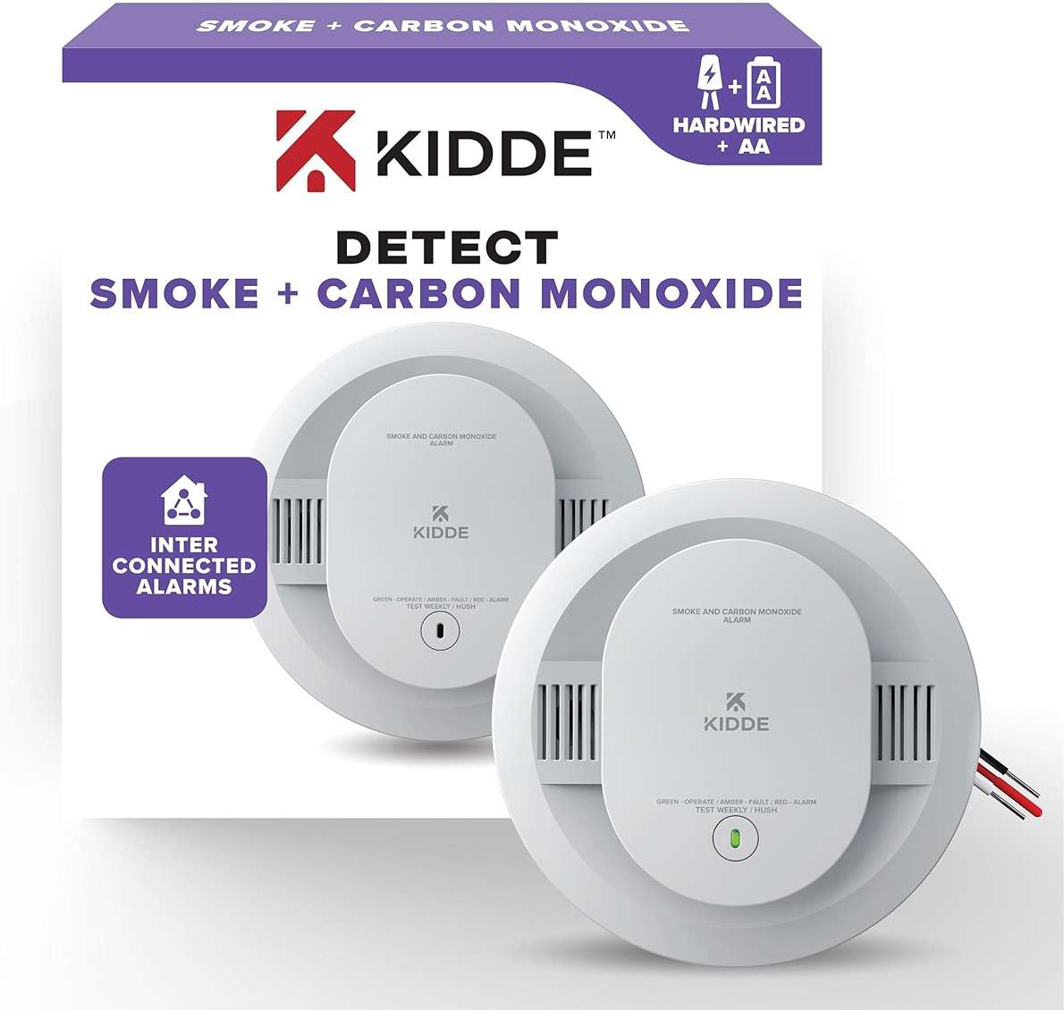 Kidde Smoke Detector with LED Indicators, Fire Extinguisher for Home 1-A:10-B:C Dry Chemical Extinguisher 2 Pack - Image 2
