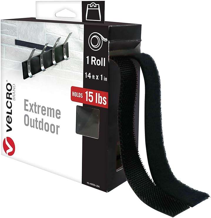 Velcro 12Ft Heavy Duty 1.5in Black Tape Holds 10lbs & 15lb 14Ft Extreme Outdoor Double Sided Brick Mounting Tape - Image 5