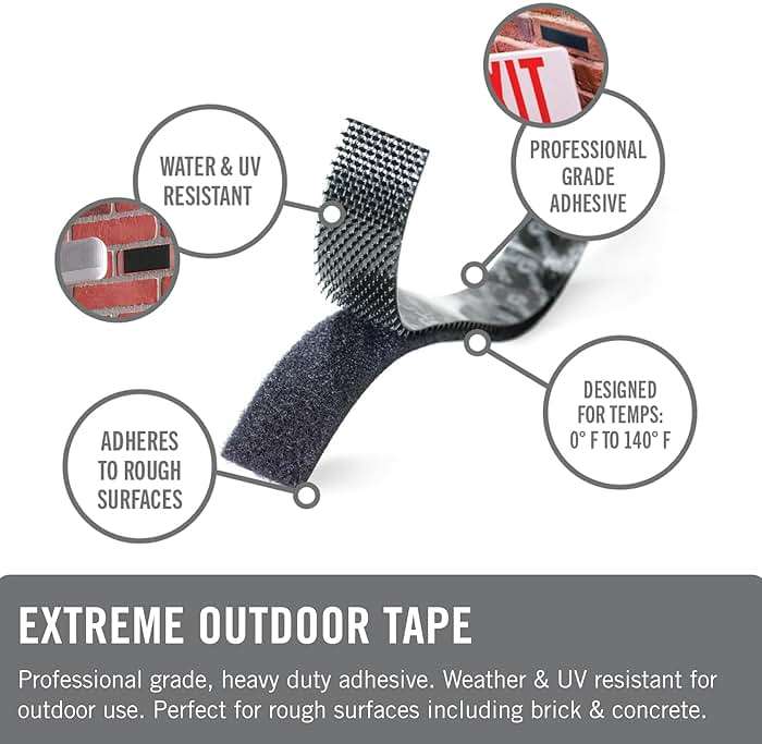 Velcro 12Ft Heavy Duty 1.5in Black Tape Holds 10lbs & 15lb 14Ft Extreme Outdoor Double Sided Brick Mounting Tape - Image 6