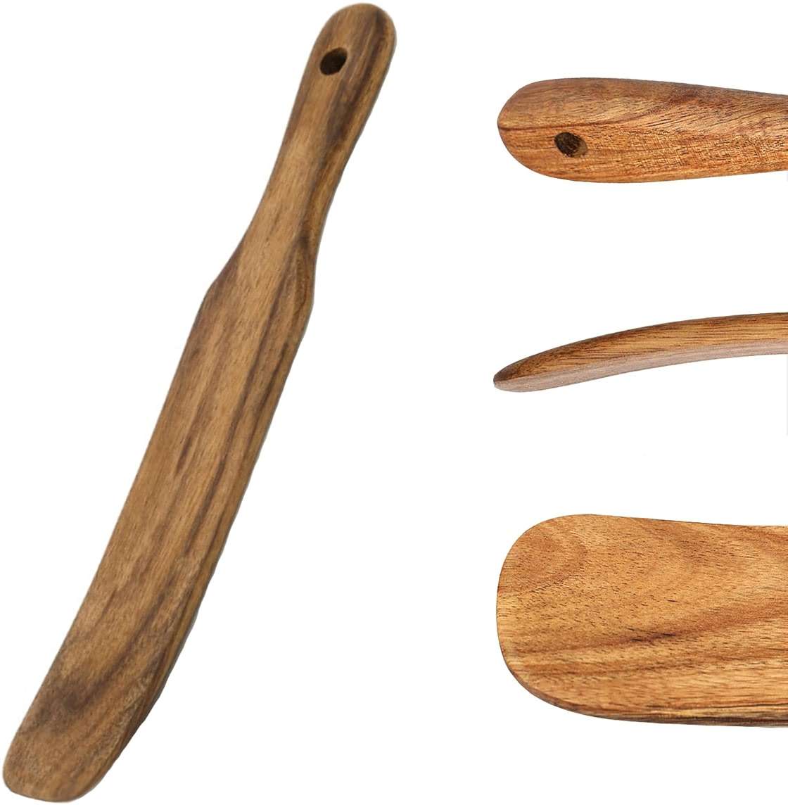 YUC Wooden spurtle for sourdough starter, sourdough bread baking supplies, essential sourdough stirring stick and kitchen tools - Image 1