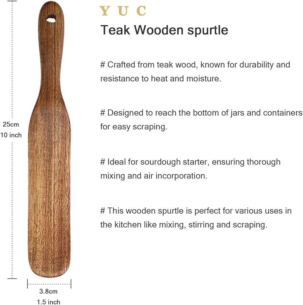 YUC Wooden spurtle for sourdough starter, sourdough bread baking supplies, essential sourdough stirring stick and kitchen tools - Image 3