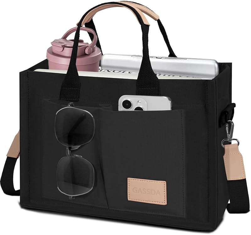 Canvas Tote Bag for Women Crossbody Work Purse with Pockets Top Handle Handbag Satchel Bags for Travel Nurse Teacher - Image 2