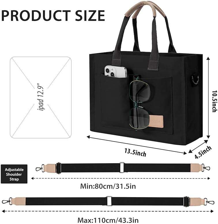 Canvas Tote Bag for Women Crossbody Work Purse with Pockets Top Handle Handbag Satchel Bags for Travel Nurse Teacher - Image 4