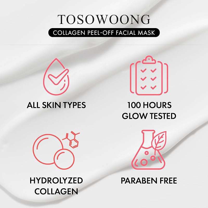 TOSOWOONG Real Collagen Fit, Hydrolyzed Collagen Wrapping Mask, Peel Off Facial Mask for elasticity, Hydrating, Glow, Glass Skin, Face Moisturizer, Self Care, Korean Skin Care, 50ml, 1.69 fl. oz. - Image 6