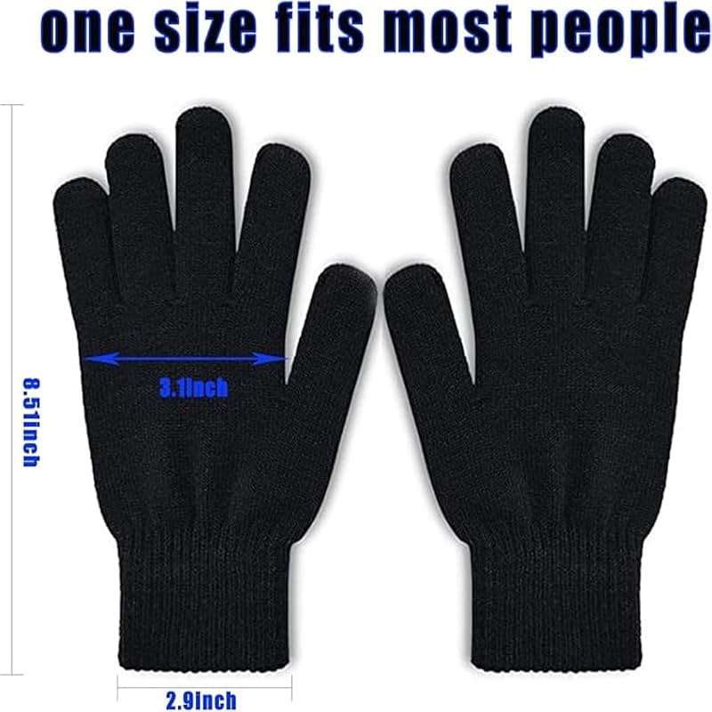 CELCOREERY 6 Pairs Winter Magic Gloves Adults Warm Stretchy Cold Weather Mittens Unisex Black Gloves One Size Fits Most Men Women Teens Knit Gloves - Image 8