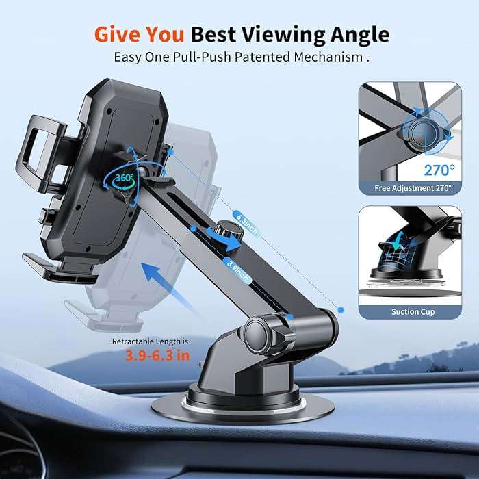 SUUSON Upgraded 3-in-1 Car Phone Holder Mount [Powerful Suction] Phone Mount for Car Dashboard Air Vent Windshield,for All iPhone Android Phone (Black) - Image 5