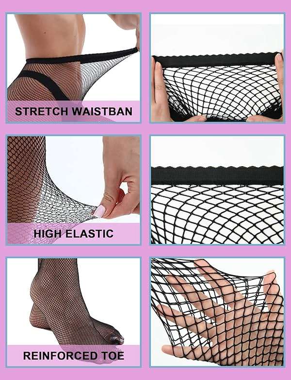 Buauty Plus Size Fishnet Stockings for Women - 3 Pairs Sexy Fishnets Tights, Halloween Fish Net Stockings,Gothic Clothes - Image 3