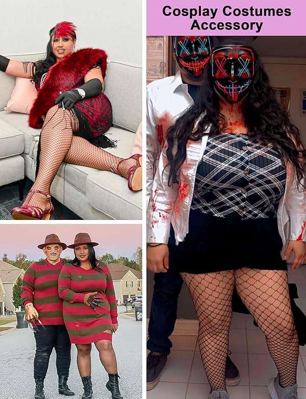 Buauty Plus Size Fishnet Stockings for Women - 3 Pairs Sexy Fishnets Tights, Halloween Fish Net Stockings,Gothic Clothes - Image 5