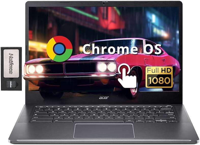 acer Chromebook Plus 14" FHD Touchscreen Laptop, Intel i3-N305 Processor, 8GB LPDDR5 RAM, 672GB Storage (512GB SSD+160GB Docking Station Set), Intel UHD Graphics, Wi-Fi 6E, Chrome OS, Gray - Image 1