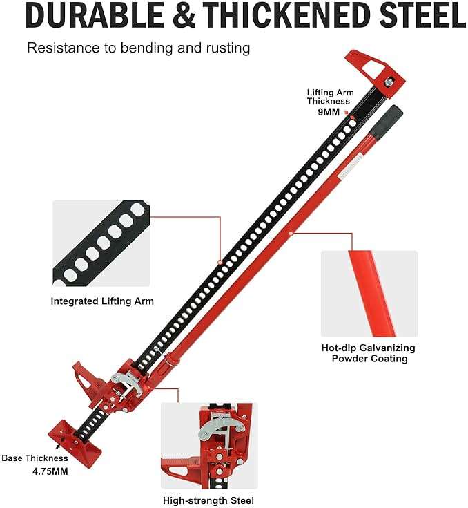 48" Ratcheting Off Road Utility Farm Jack, 3 Ton (6,600 Lb) Capacity Farm Jack Ideal for Car/Truck/ATV/SUV/Tractor - Image 5