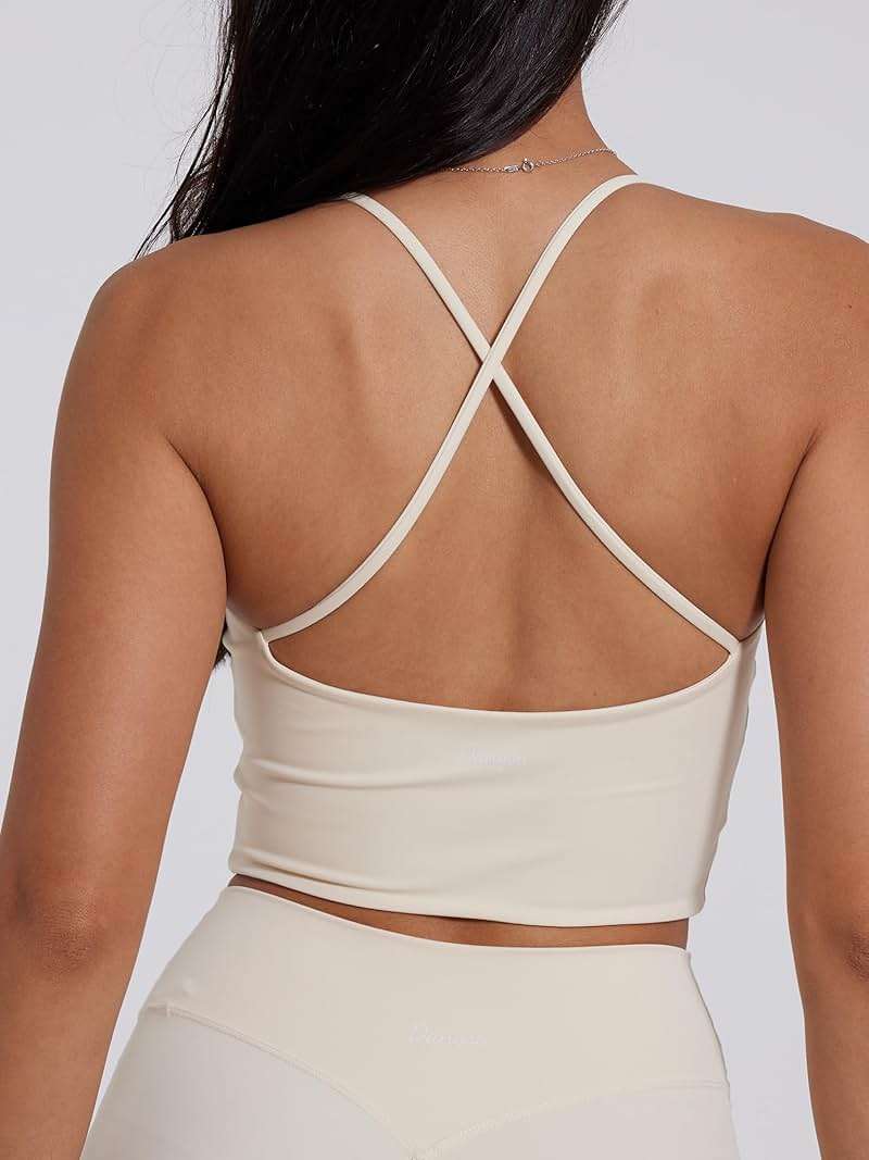 Danysu Sculpt Workout Tank Tops Women Backless Longline Sports Bras Strappy Padded Yoga Top - Image 4