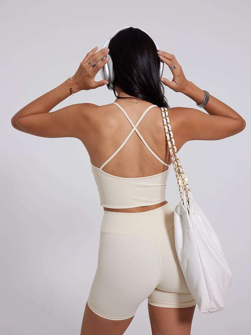 Danysu Sculpt Workout Tank Tops Women Backless Longline Sports Bras Strappy Padded Yoga Top - Image 6