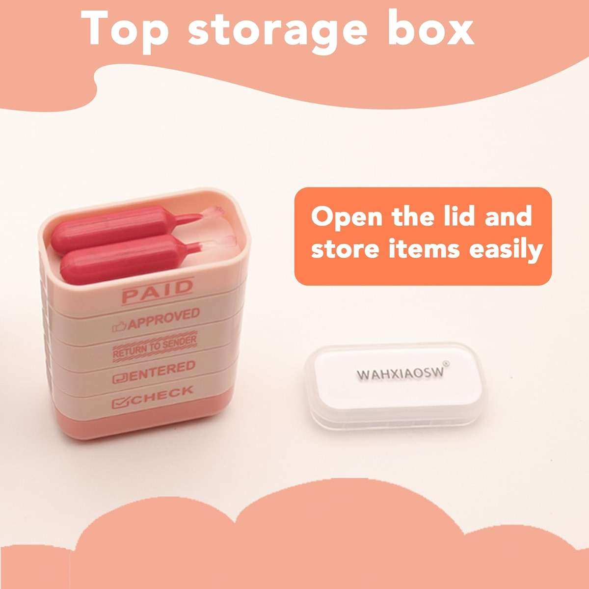 Building Blocks Office Stamps 5-Layer Stacked Office Stamps - Business Refillable Self Inking Stamp with Copy, Faxed, Received, Scanned, and Completed Stamps(2 Refill Ink Included) (red) - Image 6