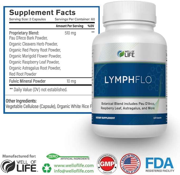 LymphFlo: Herbal Support for Detox, Immunity & Well-Being. Formulated with PAU d’Arco, Cleavers & Red Peony Root in 1100mg, 180 V-Capsules to Optimize Lymphatic Function, Enhance Vitality - Image 3