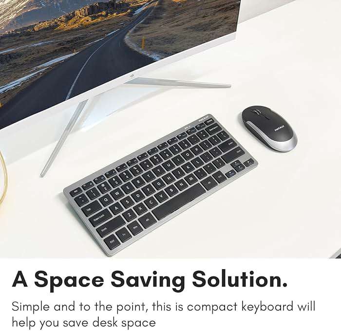 Macally Small Wireless Keyboard | Mini Keyboard for PC - Slim, Quiet & Portable for Laptop, Desktop PC, Surface, Chromebook - Space Gray - Image 2