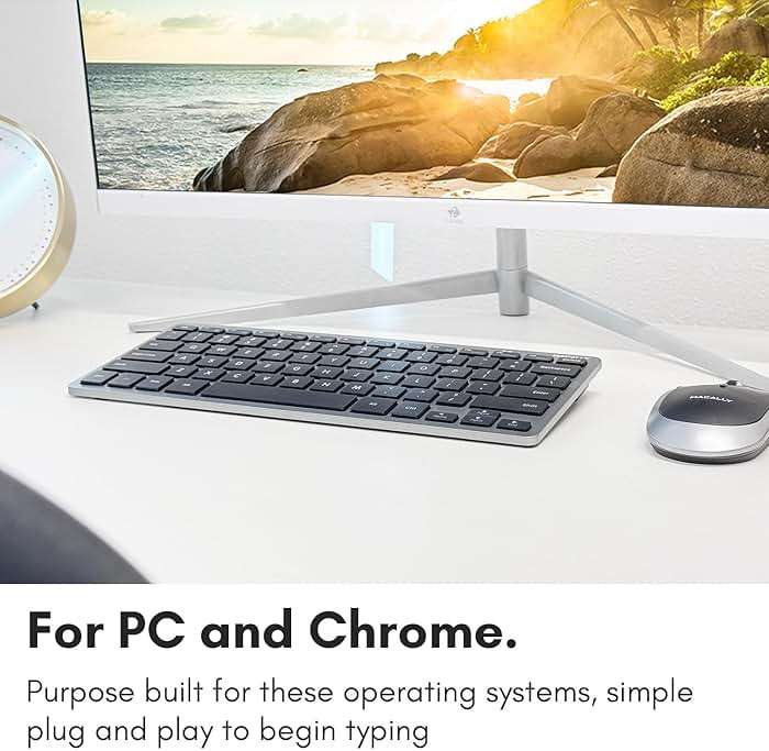 Macally Small Wireless Keyboard | Mini Keyboard for PC - Slim, Quiet & Portable for Laptop, Desktop PC, Surface, Chromebook - Space Gray - Image 4