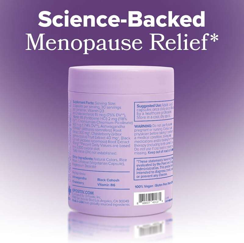 MENO Vitamins for Menopause - Hormone-Free Menopause Supplement for Women - Black Cohosh & Ashwagandha KSM-66 - Helps Relieve Hot Flashes, Night Sweats, Mood Swings - 30 Servings (Pack of 1) - Image 8