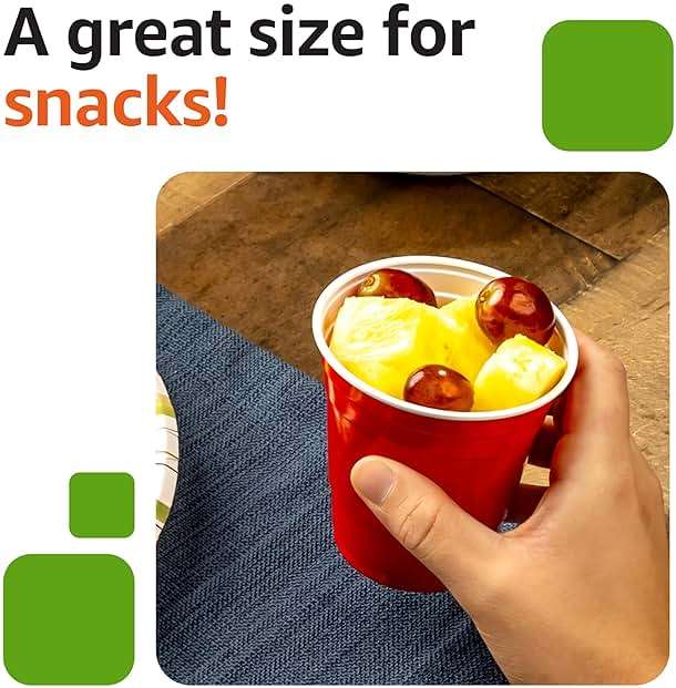 Amazon Basics Small Disposable Red Plastic Party Cups, BPA-Free, 9oz, 50 Count - Image 6