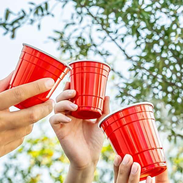 Amazon Basics Small Disposable Red Plastic Party Cups, BPA-Free, 9oz, 50 Count - Image 8