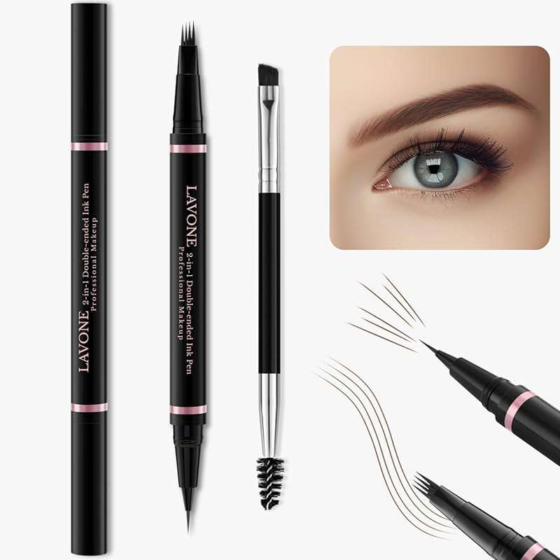 LAVONE Eyebrow Pen Makeup Kit, with Waterproof Eyebrow Pencil, Eyeliner, Pomade, and Brow Brush, Smudge-Proof and Long Lasting, Create Full and Natural Brows, Dark Brown - Image 2