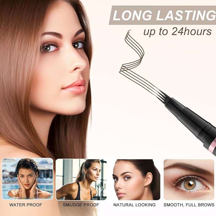 LAVONE Eyebrow Pen Makeup Kit, with Waterproof Eyebrow Pencil, Eyeliner, Pomade, and Brow Brush, Smudge-Proof and Long Lasting, Create Full and Natural Brows, Dark Brown - Image 4