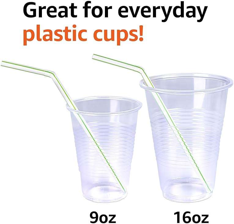 Amazon Basics Disposable Striped Plastic Flex Straws, BPA Free, Food-Safe, 7.5" Long, Assorted Colors, 100 Count - Image 5