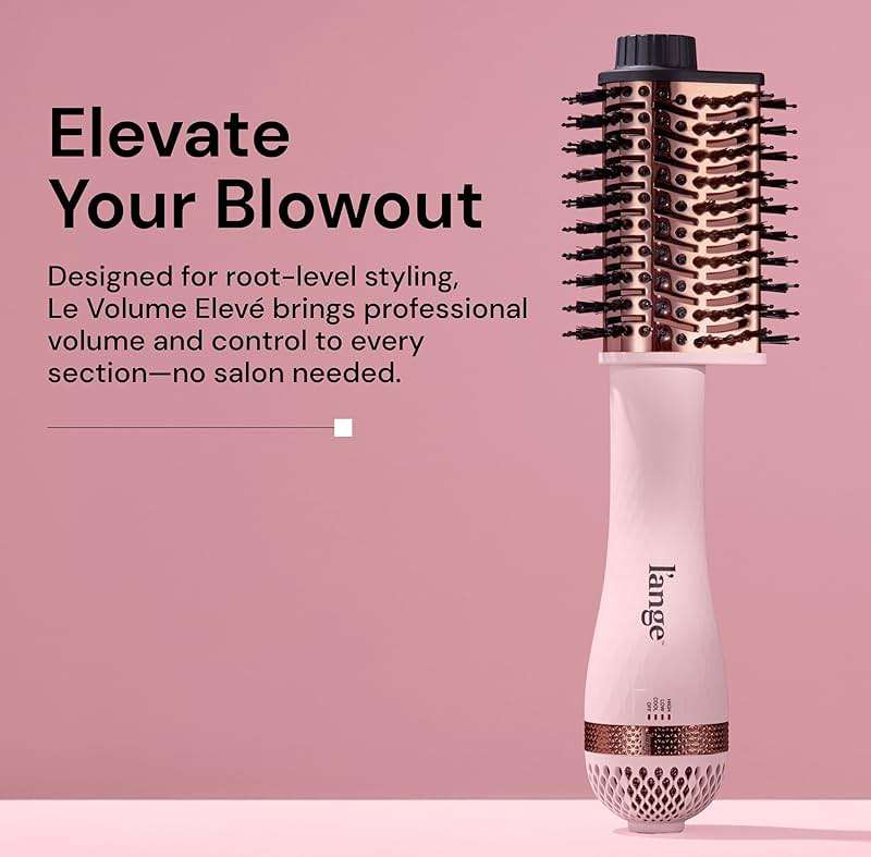 L'ANGE HAIR Le Volume Elevé 65MM 2-in-1 Titanium Brush Dryer | Dry and Style | Unique Teardrop Shape Barrel | 3 Heat Settings | 360° Vented Airflow | Ionic Technology for Frizz-Free Styling (Blush) - Image 2