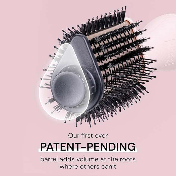 L'ANGE HAIR Le Volume Elevé 65MM 2-in-1 Titanium Brush Dryer | Dry and Style | Unique Teardrop Shape Barrel | 3 Heat Settings | 360° Vented Airflow | Ionic Technology for Frizz-Free Styling (Blush) - Image 7