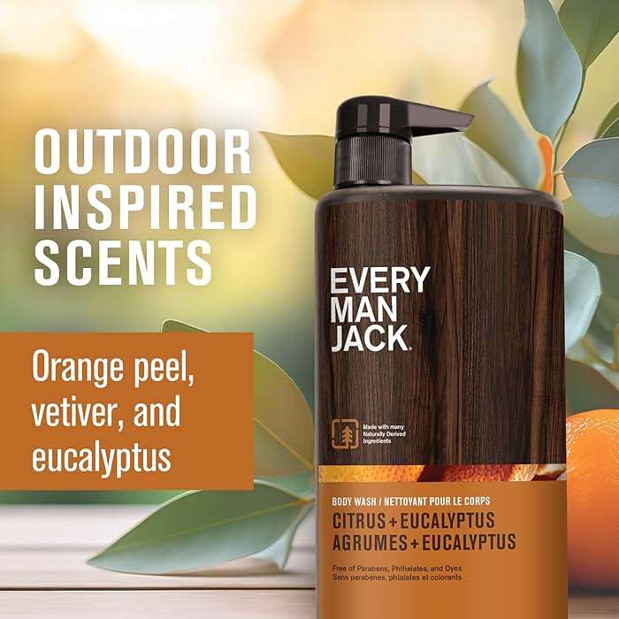 Every Man Jack Nourishing Citrus + Eucalyptus Mens Body Wash for All Skin Types - Naturally Derived Ingredients - Cleanse and Hydrate Skin with Coconut and Glycerin - 24 Fl Oz (2 Pack) - Image 3