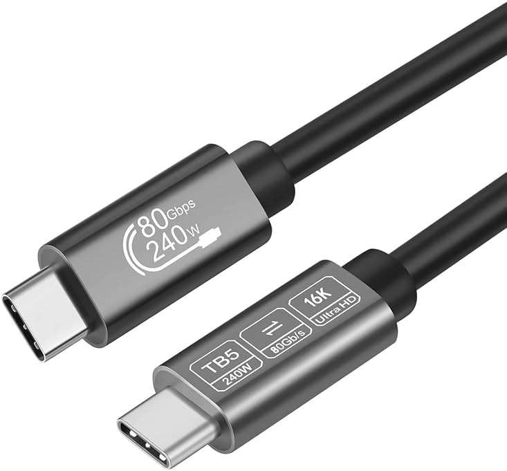 ConnBull [80Gbps Data Sync] Compatible with Thunderbolt 5 Cable 6 ft Support 240W Charging and 16K/ 8K Display for Thunderbolt 4/USB 4 Monitor, Not Support Docking Stations and Hub - Image 1